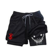 Pantalones cortos deportivos 2 en 1 para hombre, vista frontal
